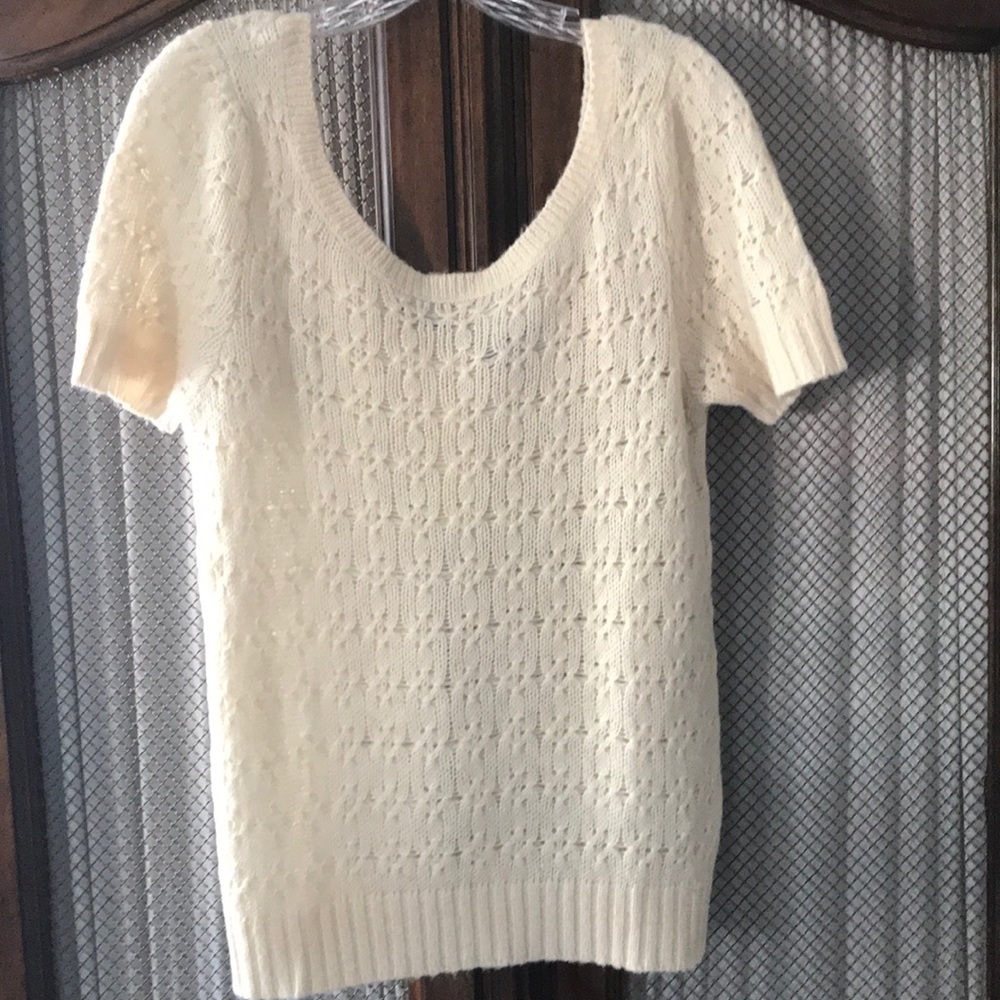 American Eagle Outfitters Cream Scoop Neck Sweater